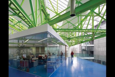 Sheppard Robson has transformed an aircraft hangar at Cranfield university into an academic building, lighting it by inserting northlights into the original sawtooth roof